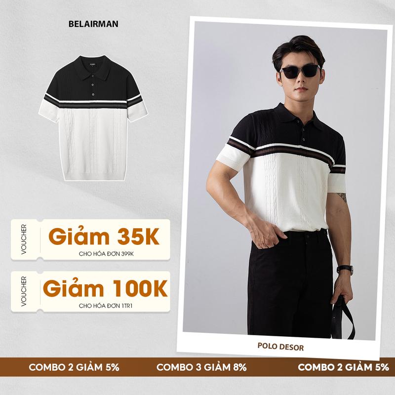  Áo Polo Nam BELAIRMAN DESOR Dệt Kim Classic Thanh Lịch Sang Trọng - PLDS0130 Menswear Có Cổ 