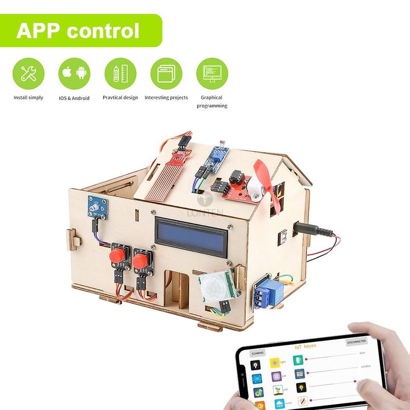 Product Introduction of Lonten Smart Home Kit for Arduino Starter Electronic Learning Remote Control House DIY Project with PLUS Board STEM LTARK-1 17
