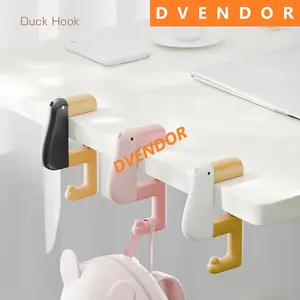 [DVENDORTOOL] Duck Hook Gantungan Tas Sekolah/Handbag Jepit Anti Jatuh | Strong Lock Spiral Thread Pengunci, bisa clamp di berbagai meja | Rubber pad anti gores, aman untuk tas & aksesori | ABS+TPR+Silicone | 81x71mm, 31g | Black/Pink/White