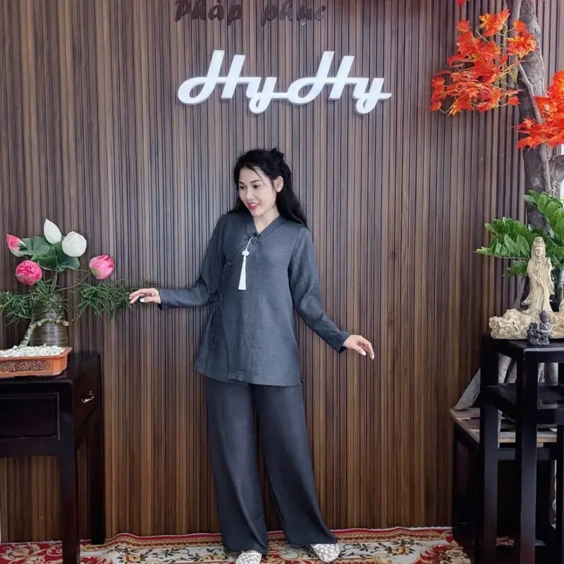 Như Không - Bộ Pháp Phục Đi Lễ Chùa Nữ Bigsize Áo Đăp Tà Dây Cột Lễ Chùa Kín Đáo - HyHy