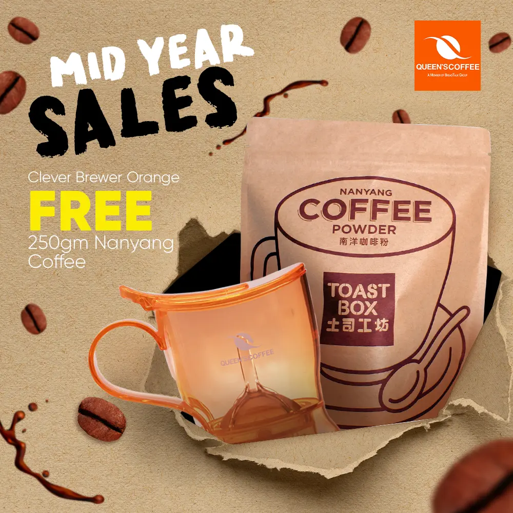[Queen's Coffee] (Starter Kit) Clever Brewer BPA Free Taiwan Orange + Free Nanyang Coffee 250gm