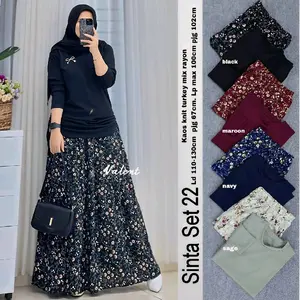 [Ready Stock] Sinta Set 22 – Setelan Rok Bunga + Kaos Knit Turkey , Setelan lengan panjang dan Rok , Bisa COD , Setelan Wanita MAX BB 70KG,  Setelan kekinian , Setelan Terbaru