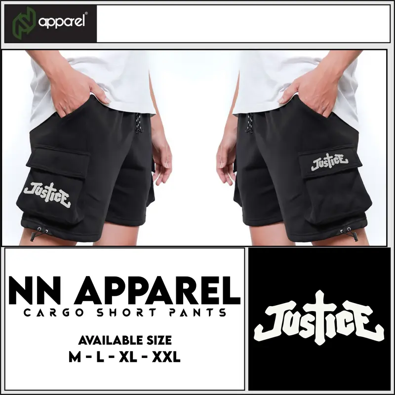 Napparel celana cargo pendek JUSTICE /shoprt fleece hitam 0