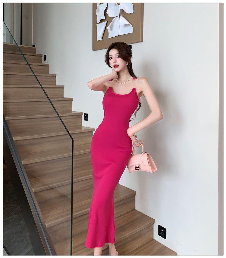 Product Introduction of Gaun Tanpa Lengan Tanpa Lengan, Fesyen Musim Panas, Luar Bahu, Pinggang Tarik, Balut Punggung, Elegan, Skirt Panjang Setengah untuk Wanita, Gaya Chic, Penggantung Halimunan Casual Dress dress  tanpa  tali  bahu 6