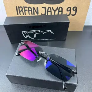 KACAMATA PRIA WANITA 2201  FRAMELESS TANPA BINGKAI lebar frame 14,2 cm lebar lensa 5, 7 cm tinggi lensa 3,8 cm