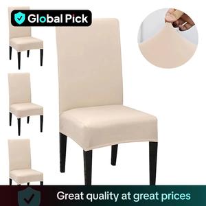 Solid Color Chair Cover, 4/6 Counts Elastic Dining Chair Slipcover, Machine Washable Home Accessories Furniture Dust Cover for Dining Room Restaurant Hotel Ceremony