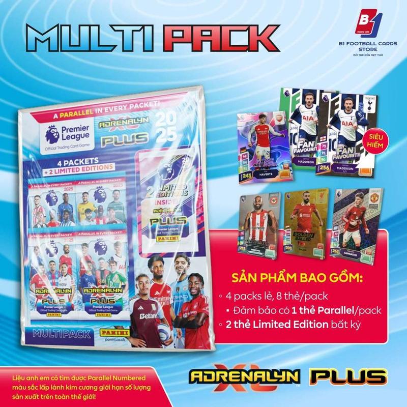 Túi Thẻ Multipack - Panini Adrenalyn XL PLUS Premier League 2025 - Thẻ Cầu Thủ Bóng Đá chính hãnġ