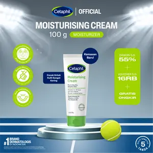 Cetaphil Moisturizing Cream 100g dengan Sunflower Oil, Vitamin E dan Almond Oil Pelembap Wajah & Kulit untuk Kulit Sangat Kering dan Sensitif