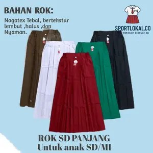 Rok Rempel SD Putih Merah Hijau Hitam Pramuka Bahan nagatex Tebal Nyaman tidak menerawang kebutuhan anak sekolah dari umur 5 sampai 13 tahun Fashion