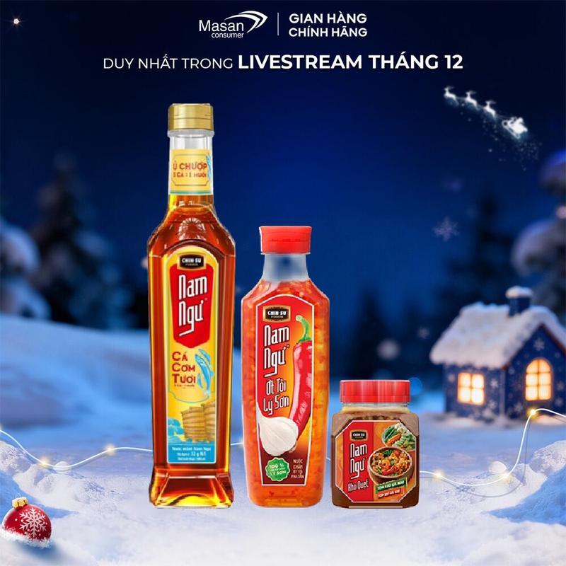  Combo 1 Nước mắm ớt tỏi Lý Sơn 300ml - 1 Nước mắm Nam Ngư cá cơm chai thủy tinh 500ml - 1 Hủ kho quẹt Nam Ngư 200gr 