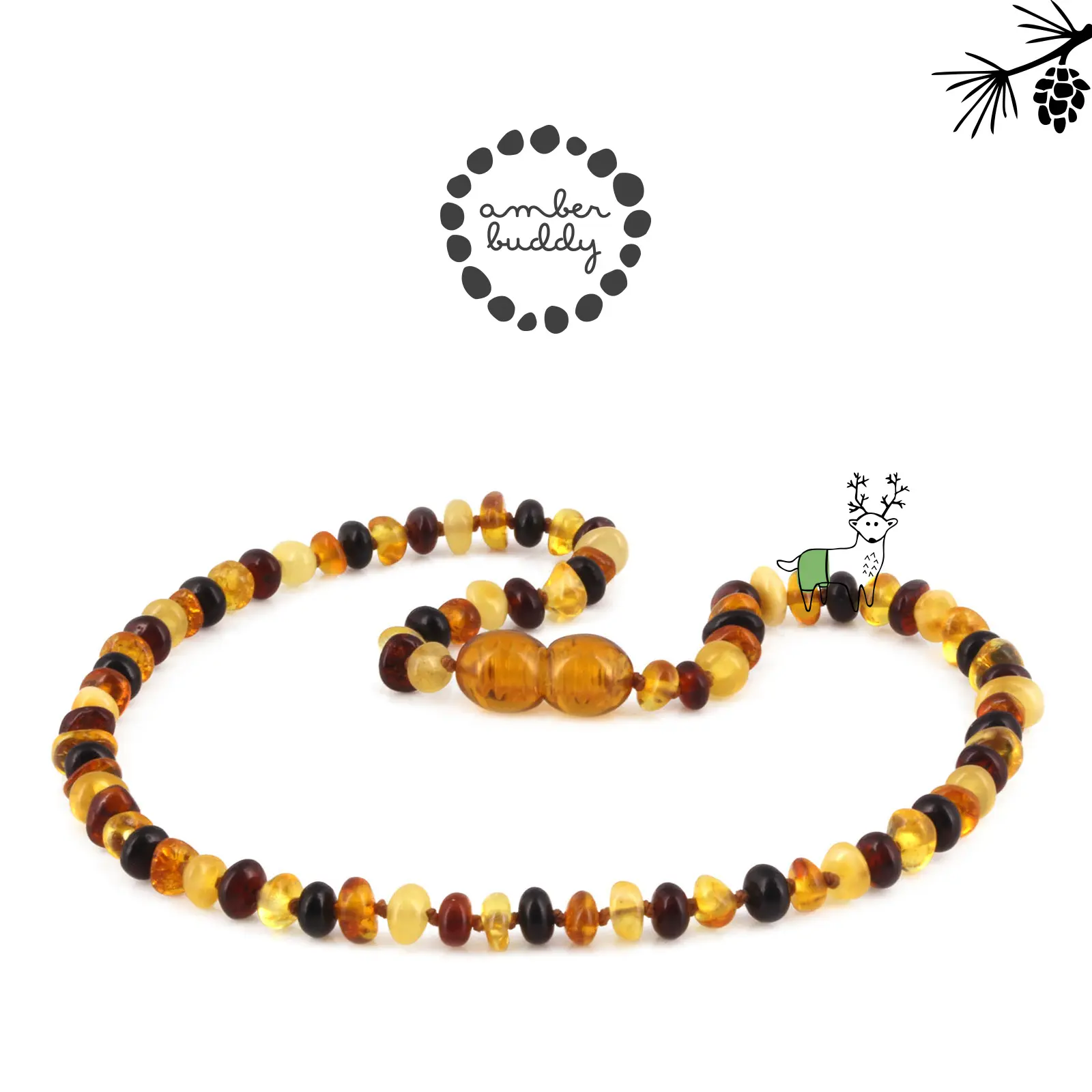 Amber Buddy - XR42M Kalung Amber Bayi 32cm. Multicolour Brown