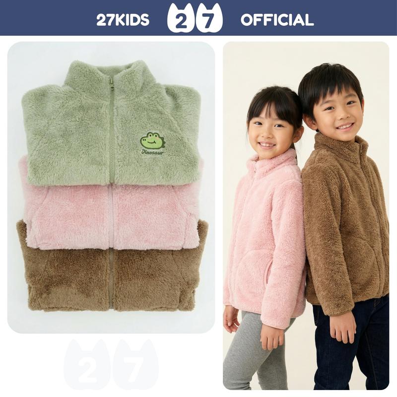  27Kids Áo Khoác Lông Cừu San Hô Cho Bé Trai Bé Gái 27Kids Áo Ấm Mùa Đông Cho Trẻ 4-14 Tuổi ULCO2 Chất Liệu Cao Cấp Thấm Hút Mồ Hôi 