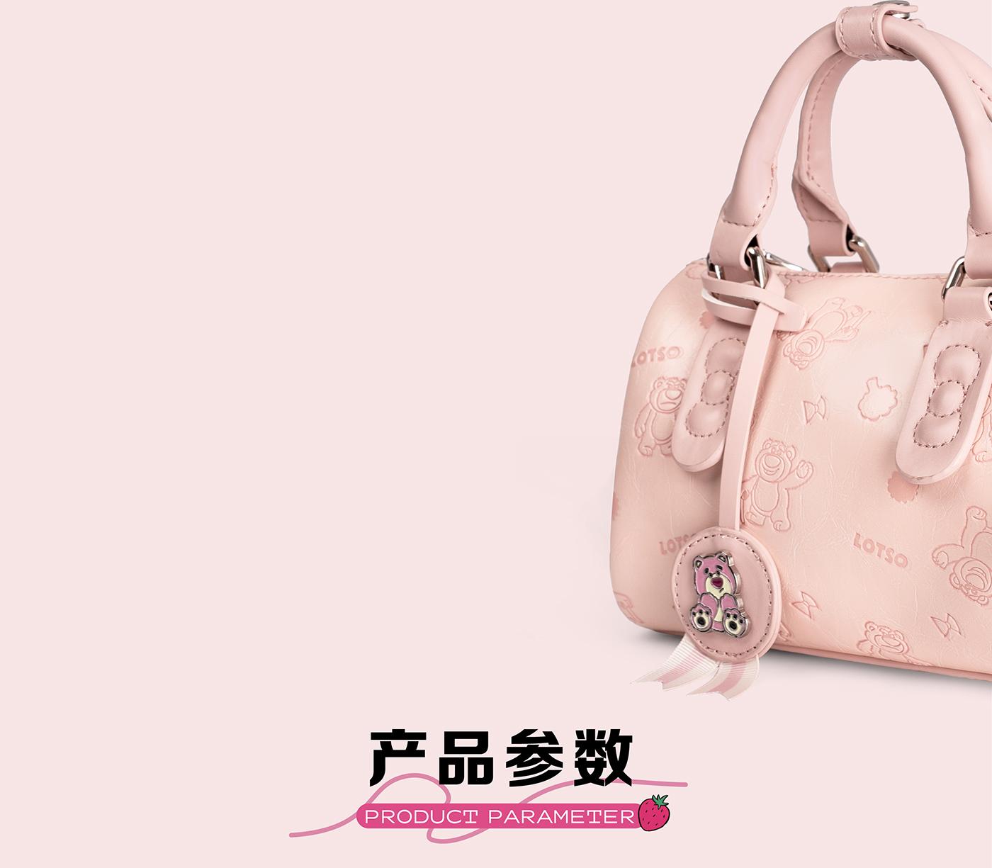 [ Shanty x Disney ] -  Tas Lotso Tas Tangan Kecil Wanita dan Remaja dengan Tali Selempang Motif Lucu dan Warna Soft Pink
