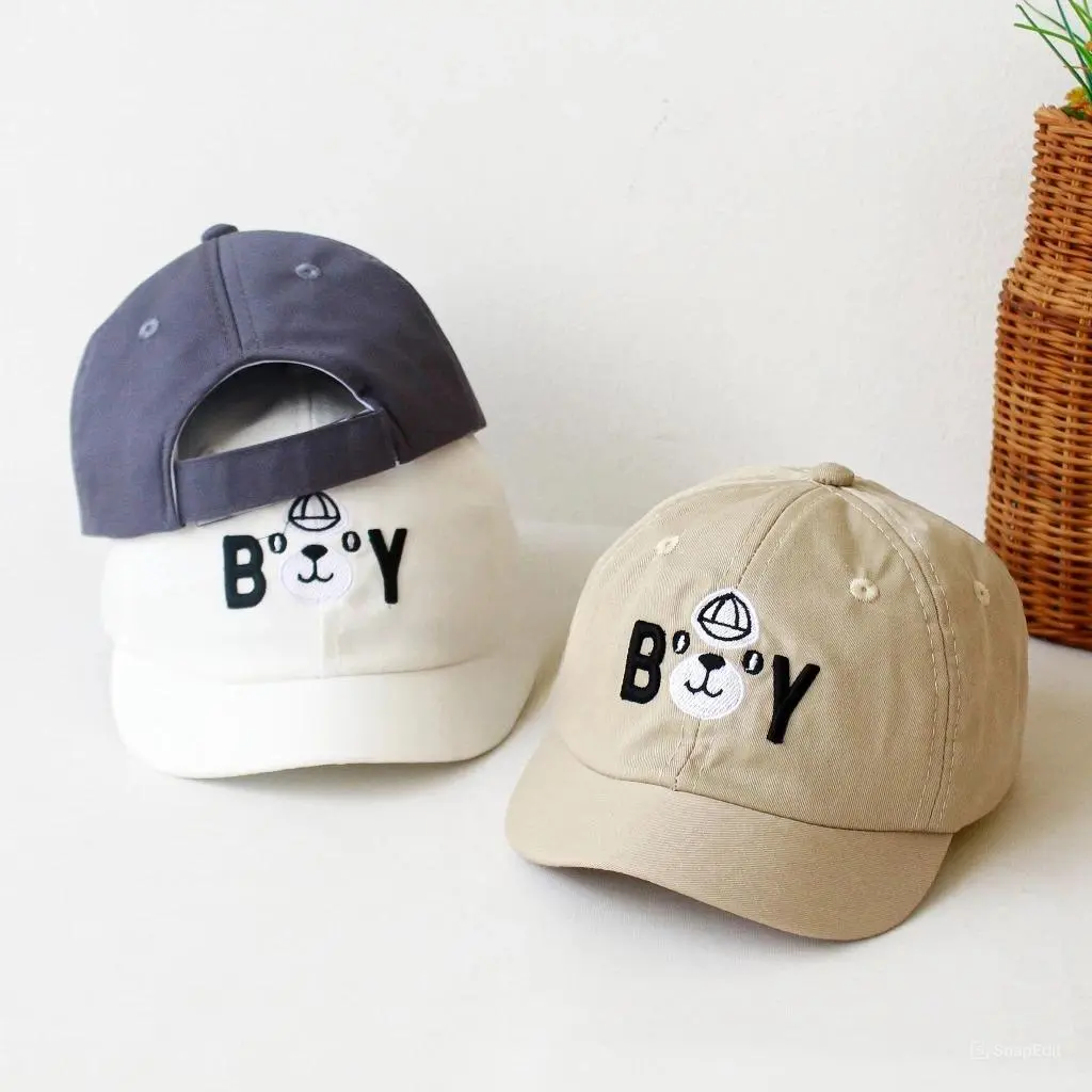 6 bulan - 3 tahun | Topi Baseball Anak Fashion Model BOY Kualitas Premium Bordir Boy Bear Sinpen Bayi