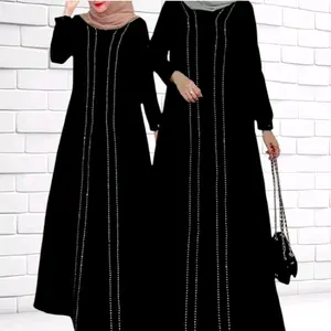 Alkhatib Collection Abaya Fatma Motif Blink Bahan Jetblack Grade A Couple Dewasa S M L XL XXL Hitam Kombinasi Muslim Wanita Lebaran Busui Friendly Wudhu Friendly - Turki, Ibu, Bordir, Dress, Arab