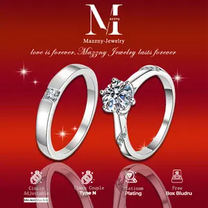 【Hadiah Hari Valentine】Mazzny Cincin Pasangan Perak Anti Karat Dapat Diatur