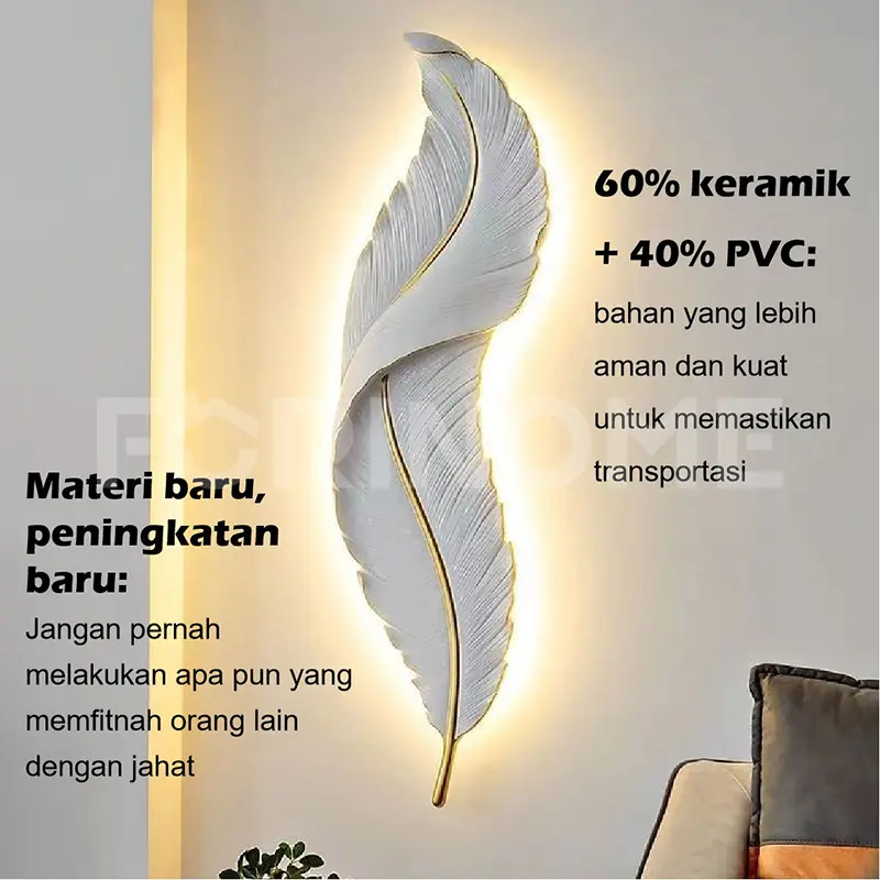 Lampu Dinding Bentuk Bulu Gaya Nordic Minimalis 3 Warna Lampu Hias Dinding LED Untuk Lampu Dinding Kamar Tidur  Ruang Tamu Dekorasi Pencahayaan TV Sofa 5