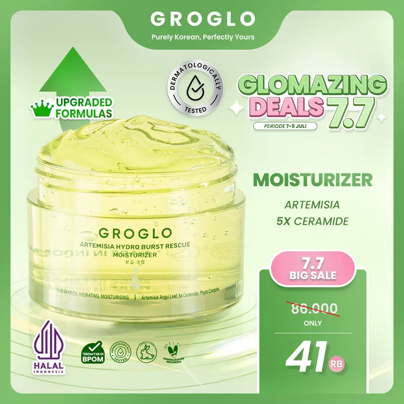 [GROGLO] Moisturizer Pelembab gel skincare Korea mencerahkan menghidrasi melembabkan glowing mencegah timbulnya jerawat mengontrol minyak serta memperbaiki skin barrier 0
