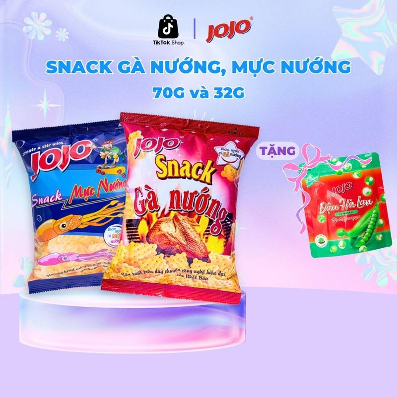  JoJo Bánh Snack JOJO Vị Gà Nướng & Mực Nướng 70G & 32G - Tặng Đậu 30G & Snack Cua 29G Thương Hiệu Uy Tín Từ Việt Nam 