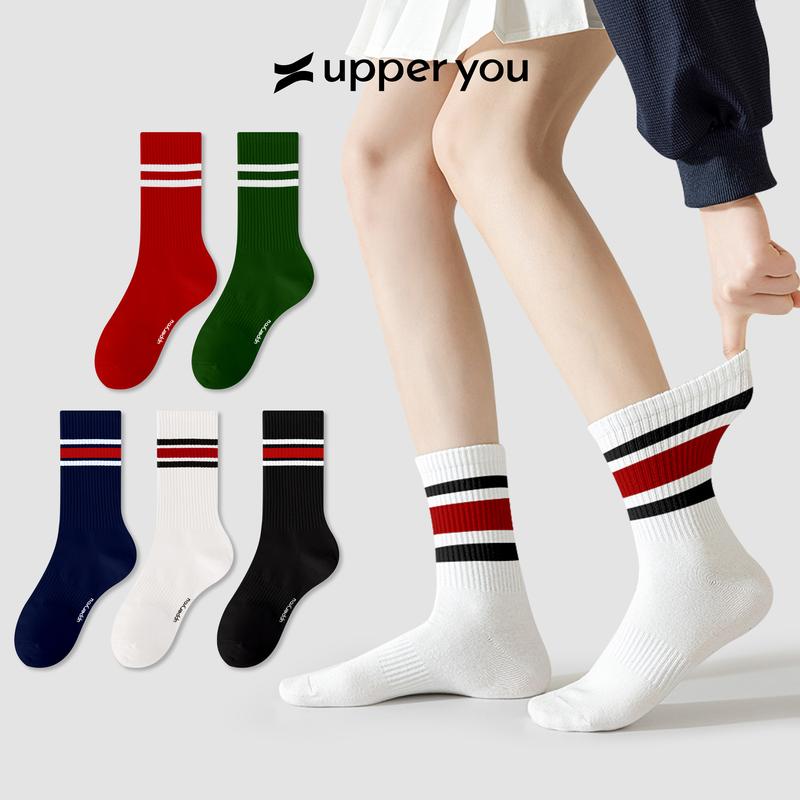  Tất Vớ Nam Nữ Thời Trang Kẻ Sọc UPPER YOU Cotton Tự Nhiên Thời Trang Dày Dặn Co Giãn - BSF4002 