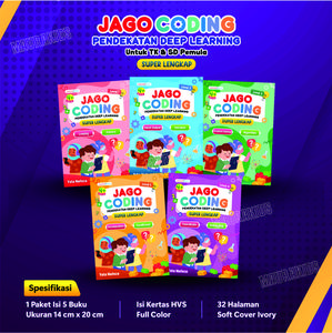 Lingkar Media Books Buku Coding Super Lengkap 5 Level Jago Coding Lingkar Media Books untuk Pemula hingga Mahir Ukuran 14 5 x 20 5 cm 1 Paket Isi 5 Buku