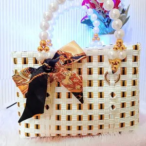 Tas anyam lokal premium handle mutiara