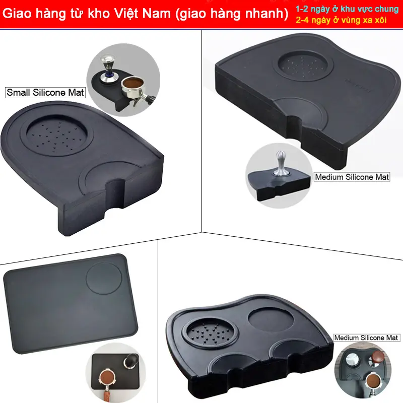 【Giao hàng trong nước】Thảm silicon, Kích thước Nhỏ / Trung Bình / Đôi, Tấm lót Tampers, cho bộ dụng cụ ép cà phê 51 / 53 / 58mm, Bộ lọc bột Portafilter
