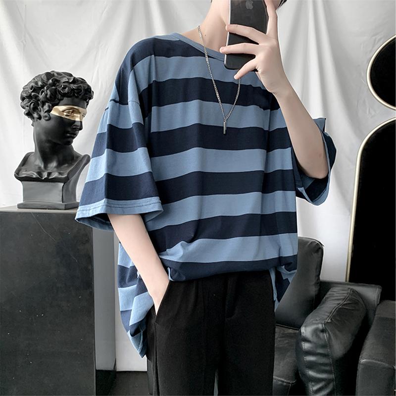 Product Introduction of Vintage striped T-shirt men's clothing Korean-style comfortable fine cloth fashion unisex clothes 31