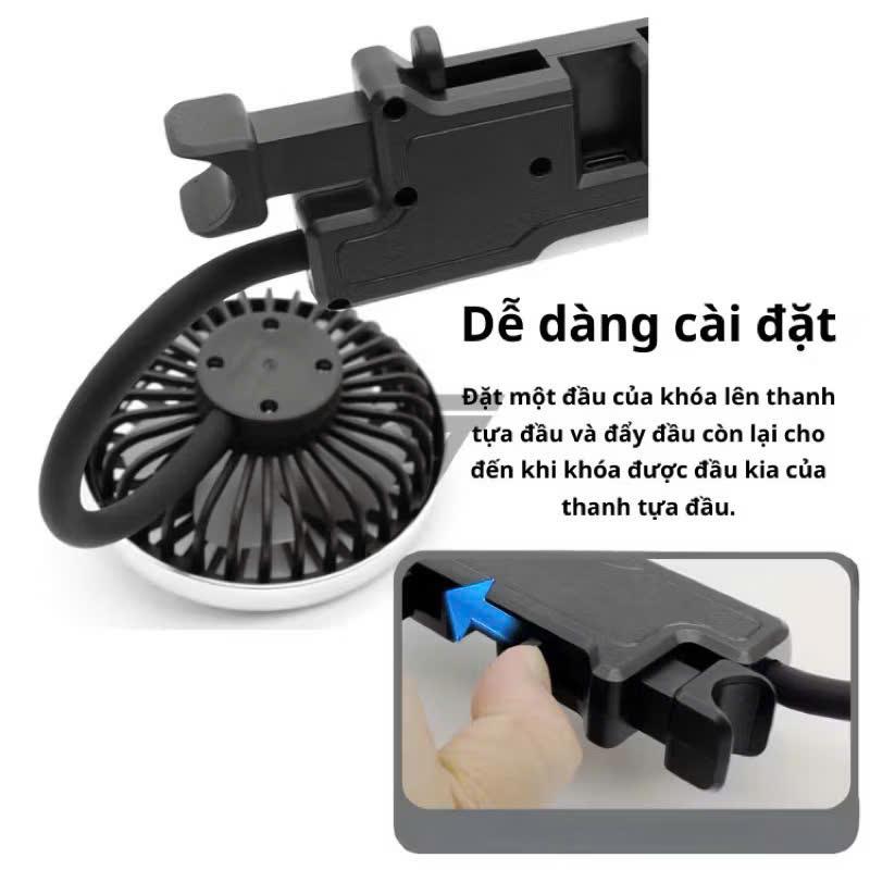 Quạt Ô Tô Gắn Ghế Cho Hàng Ghế Sau, Quạt ô tô hai đầu di động Xoay 360 độ làm mát không khí 3 tốc độ có thể - USB F310 4