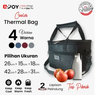 EZJOY Cooler Thermal Bag HITAM / Tas Termal Foil Piknik dan Perlengkapan Botol Susu Bayi / Travel Bag 4