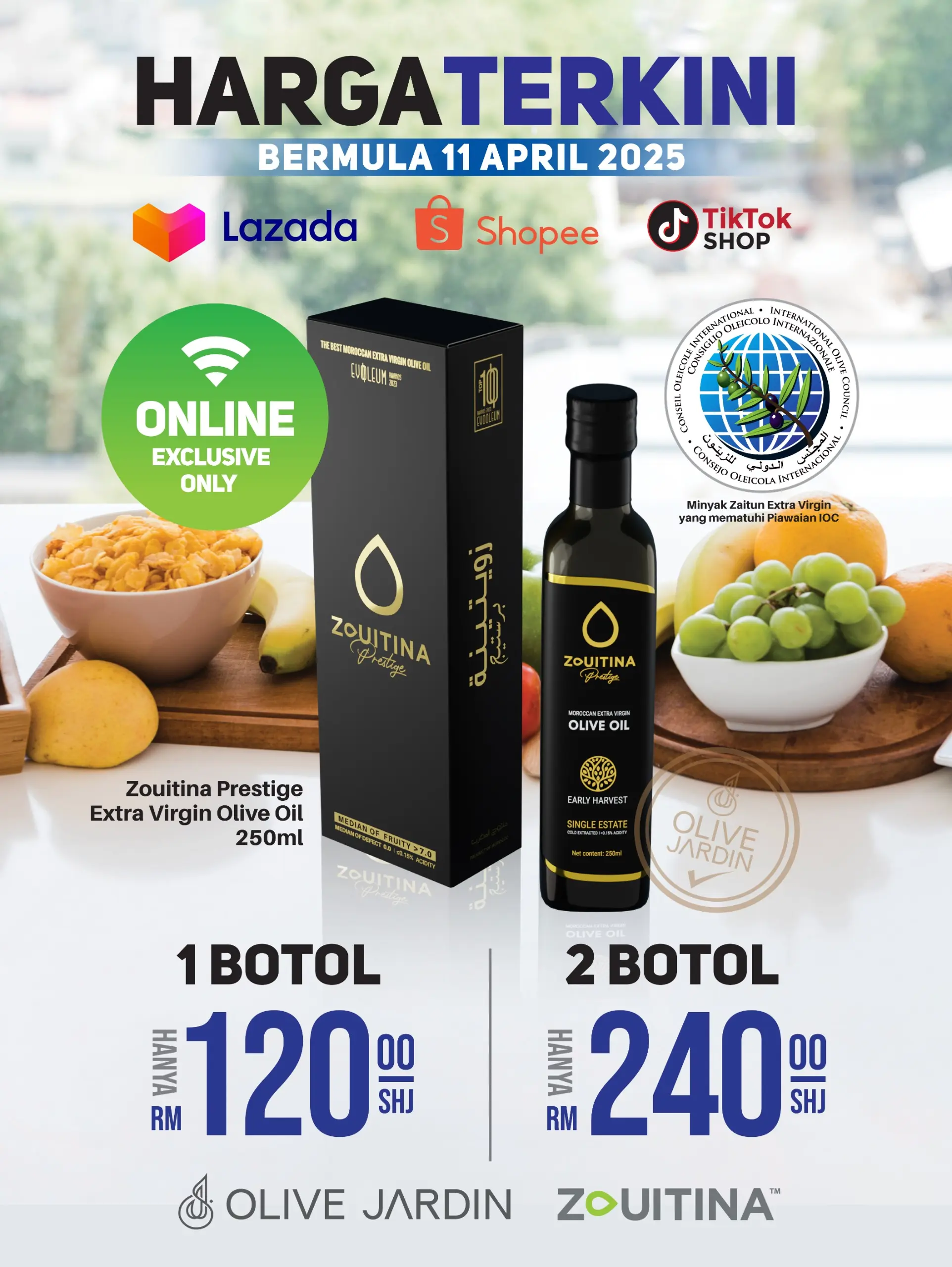 Premium Minyak Zaitun Extra Virgin Zoutina Prestige - Certificate of Analisis Kimia cooking oil