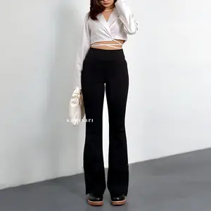 Kawisari - Evelyn Flare Pants Scuba - Highwaist Cutbray Pinggang Karet Premium Celana Panjang Wanita Fit Kaki Nyaman - HW Kulot Basic Casual Melar Kerja Formal