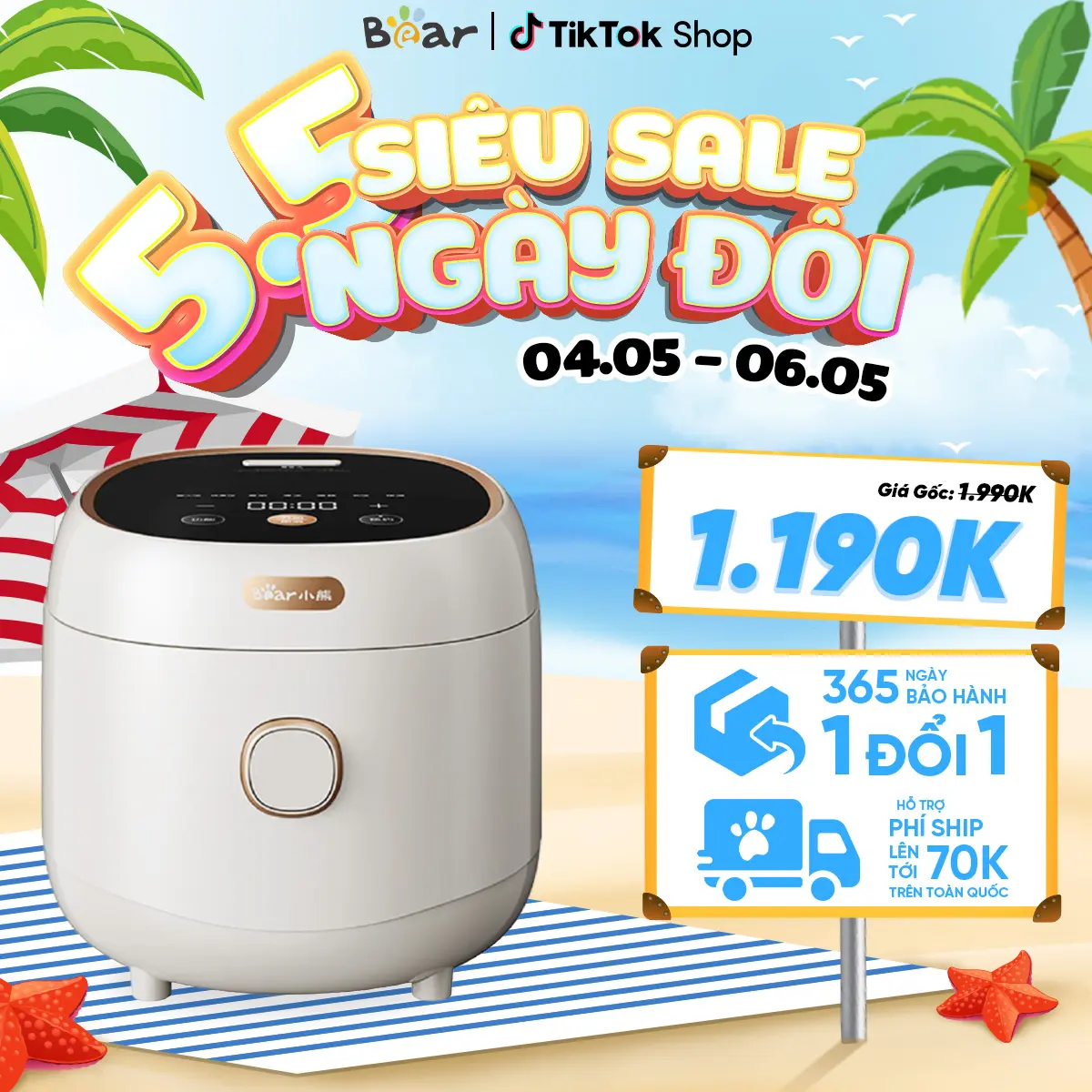 Nồi cơm điện Bear 4l DFB-C40K6 - có chế độ nấu cơm củi và công nghệ chống tràn thế hệ mới Nấu Ăn Cooker