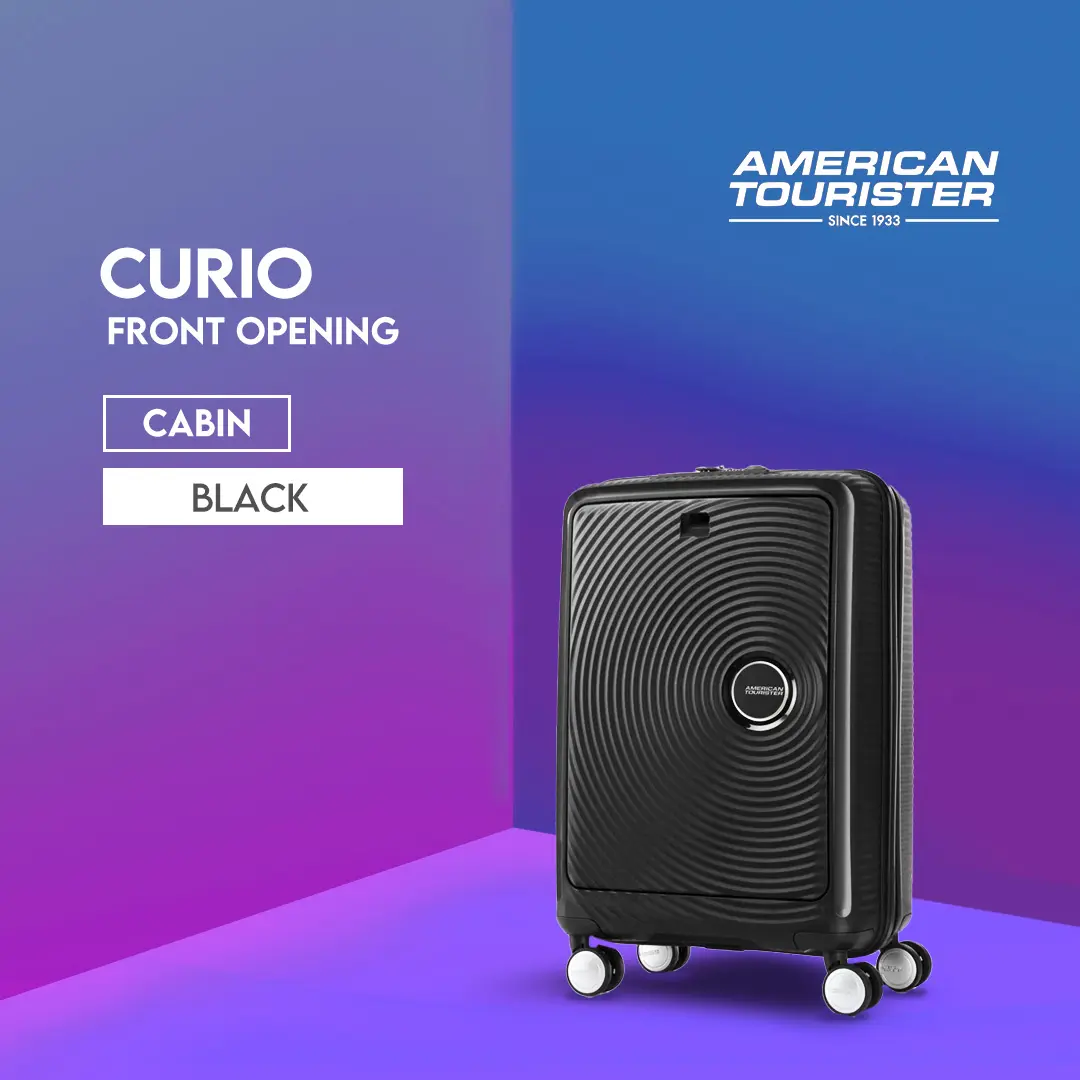 American Tourister Curio Koper Hardcase Cabin 20inch FrontOpen – Black