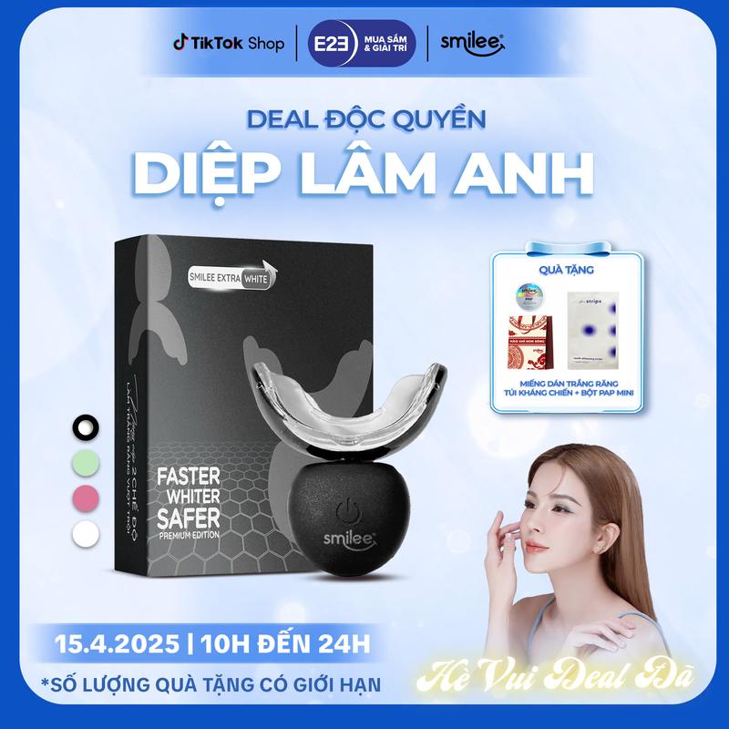[DIỆP LÂM ANH] Bộ Kit Hỗ Trợ Làm Trắng Răng Smilee Extra White (Phiên bản cải tiến)  - Bảo hành 12 tháng - Hàng chính hãng + TÚI KHÁNG CHIẾN + 1 MIẾNG DÁN TRẮNG RĂNG + BỘT PAP MINI #KITEX