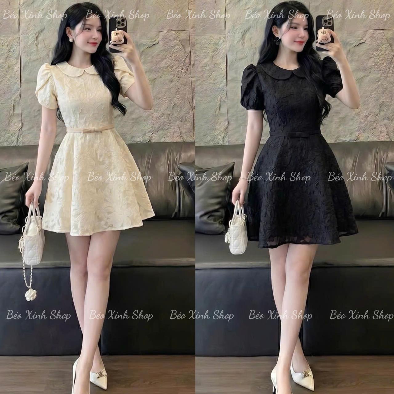 Váy Dự Tiệc Thiết Kế Dáng Ngắn Tiểu Thư Phối Cổ Bèo (Vải Ren Cao Cấp) Thanh Lịch Sang Trọng Cho Các Nàng Bigsize 40–90kg Thời Trang Nữ Béo Xinh Shop - A.1787