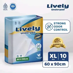 LIVELY Underpad Perlak HALAL XL10 Pcs Lebar 60x90cm - Lembut Anti Bocor Anti Bau Anti Iritasi Xtra Kering