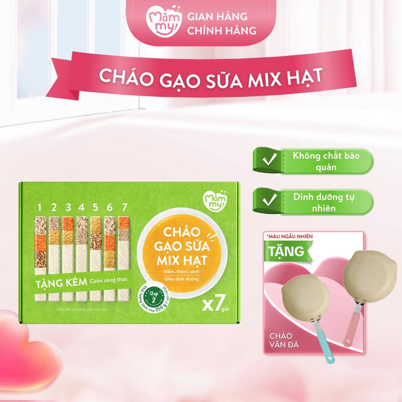 Hộp Cháo Gạo Sữa Mix Hạt MĂMMY Nấu Cháo Sánh Mịn Cho Bé Từ 6 Tháng, Hộp 7 Gói [CVD]