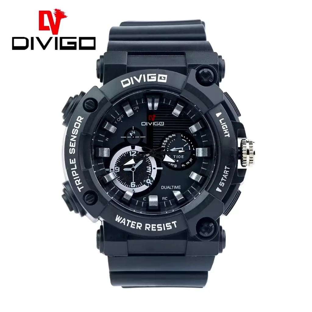 Jam Tangan Divigo Sport Tali Rubber NewD21 Chrono Variasi