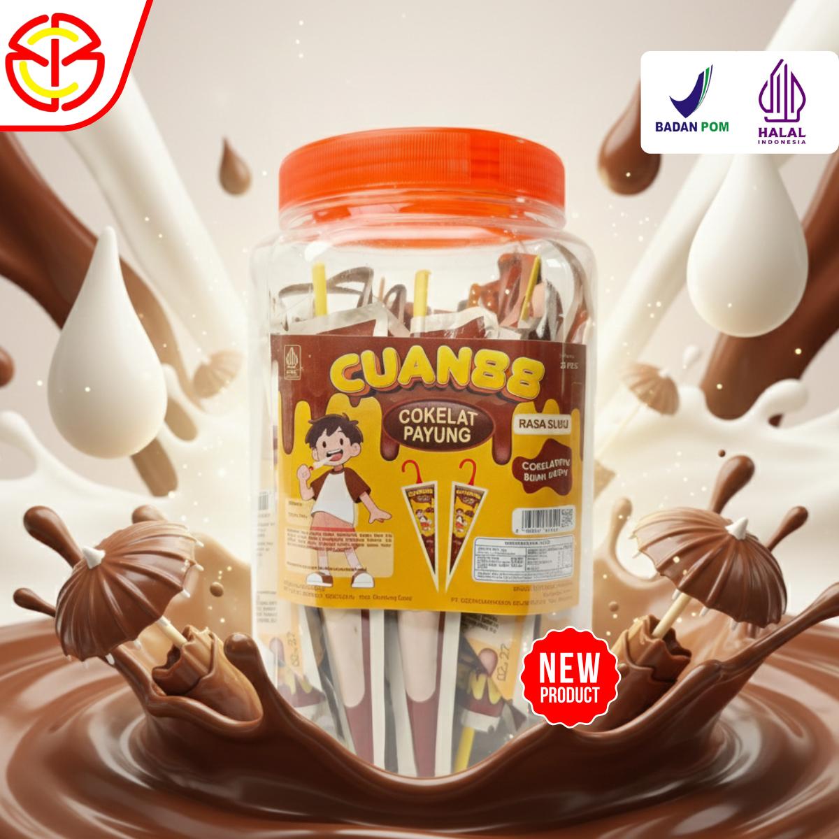 CUAN 88 Coklat Payung Wafer Cone Toples Isi 20 Pcs Snack Jadul Manis Renyah Harga Murah Cocok Untuk Jualan Warung & Reseller Cemilan Biskuit Makanan Nostalgia Favorit Semua Food Jajanan Kering