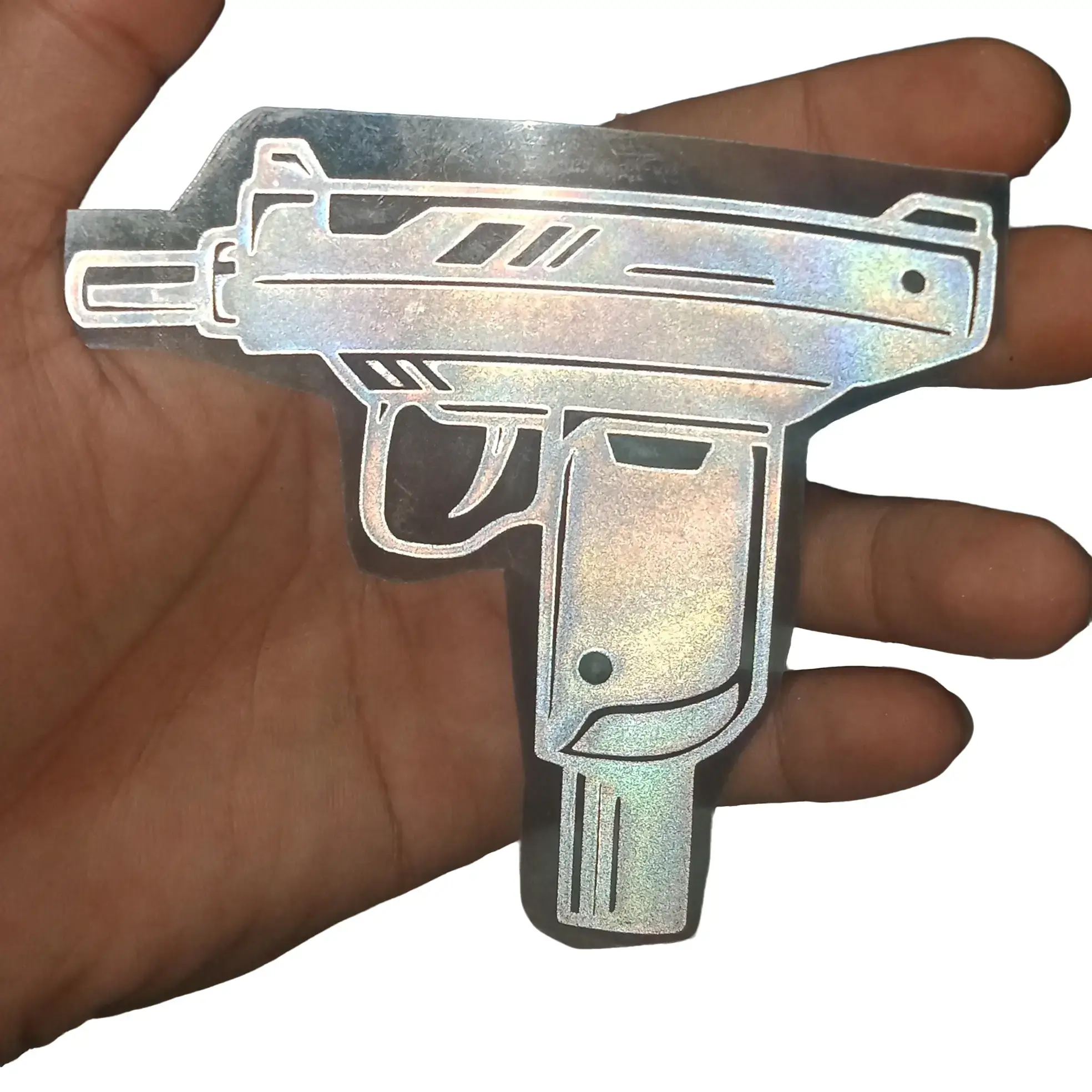 Sablon Setrika Reflektif Silver and Rainbow Siap press Gambar Pi§t0l DoysC2