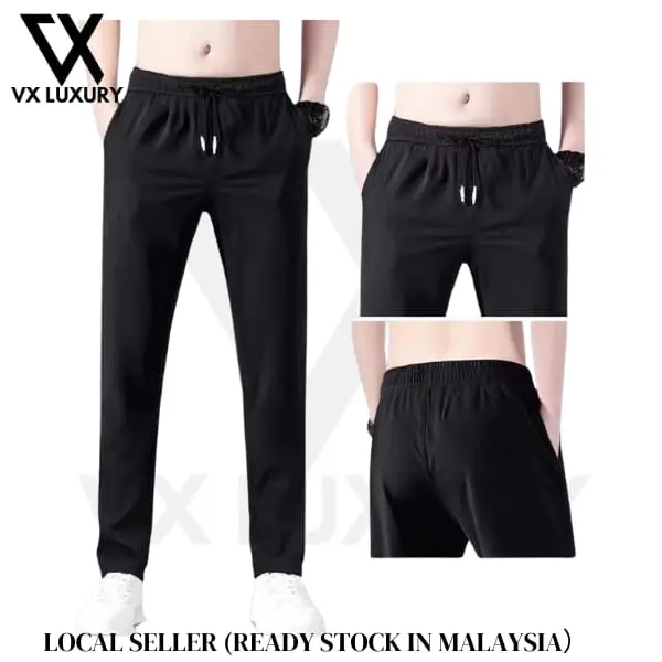 Unisex Casual Long Plain Pants Fashion Seluar Panjang Lelaki Perempuan Size M-5xl Color Black Blue Grey
