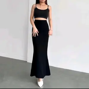 GRACESY-Lunar Mermaid Skrit-Mermaid Basic Polos-Mermaid Maxi Skirt Rok Panjang Wanita Fit Karet Scuba Bawahan