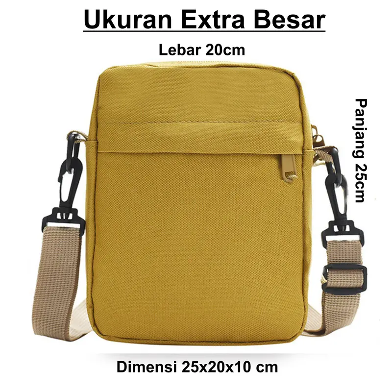 Tas Selempang Pria AS012EB Ukuran Besar Kpop Style Hitam Slingbag Crossbody Minimalis Cowok Halus 3