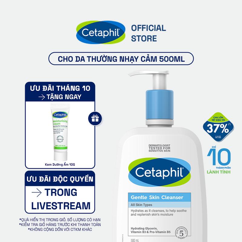 [Live] Sữa rửa mặt dịu lành cho da nhạy cảm CETAPHIL GENTLE SKIN CLEANSER 473ML