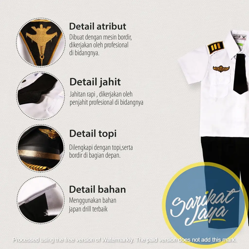 BAJU PILOT ANAK 3-12 TAHUN