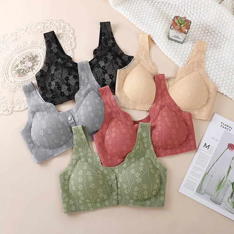 Celyne Bra Wanita Seamless Ringan Bra Tanpa Kawat Motif Renda Anti Gatal Bra Katun Ibu Menyusui Bh Bumil Kancing Depan Busui 1210 1