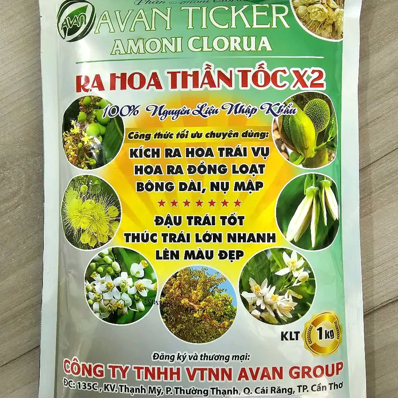 Phân bón lá RA HOA THẦN TỐC X2 1KG, kích bông đồng loạt, bông nhiều, mập nụ, hạn chế đen bông, chai đầu bông 0