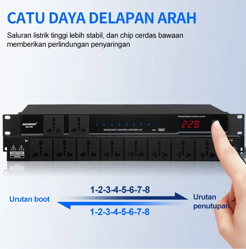 RAYHAYES Pengontrol Urutan Daya Power Sequence Controller Conditioner Power Supply Regulator 8/10 saluran 5