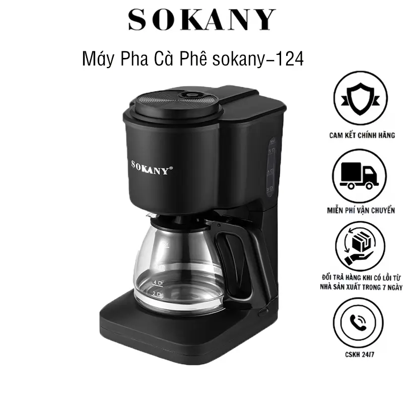 Máy Pha Cà Phê Tiện Lợi SOKANY 124 - Máy Pha Cà Phê Gia Dụng, Máy Pha Cà Phê Văn Phòng 0
